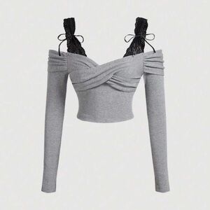 SHEIN Mod Lace Trim Crop Top ✨